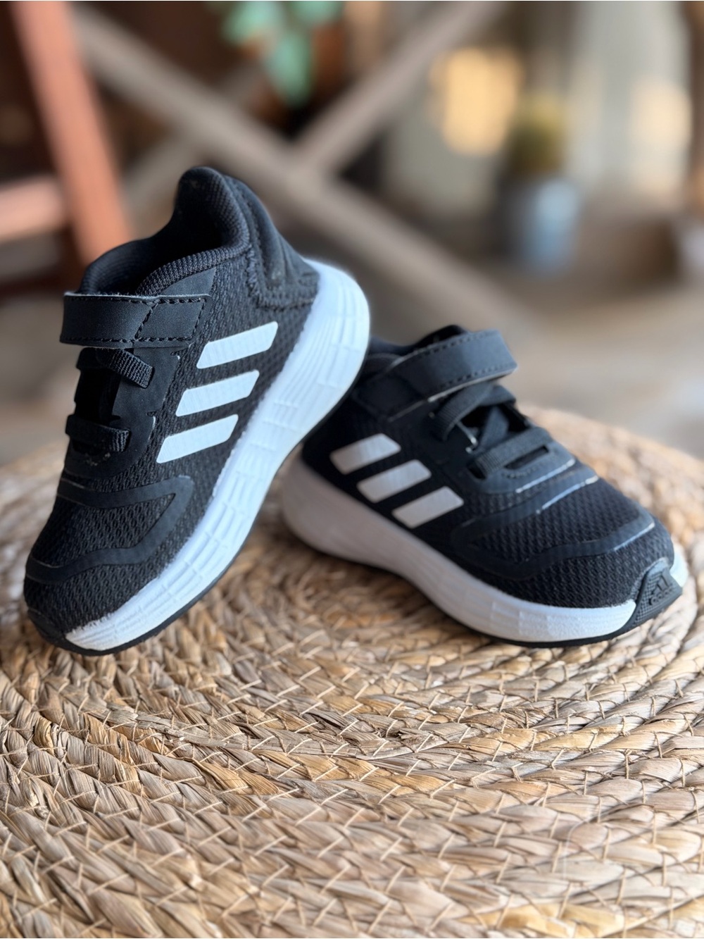 Adidas Kids Black and White Velcro Athletic Sneakers